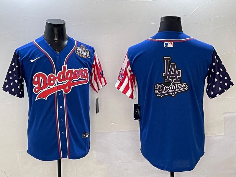Men Los Angeles Dodgers Blank Blue a generation of national flags Joint name 2025 Nike MLB Jersey style 20